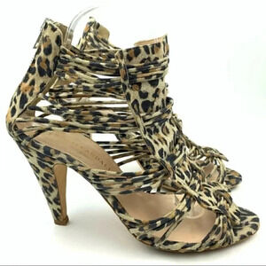 Loeffler Randall heels size 8 brown suede Cheetah